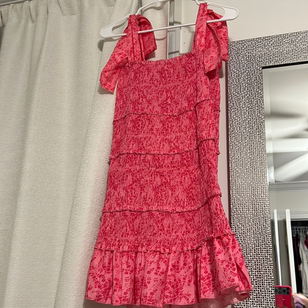 Tie Shoulder Smocked Dress